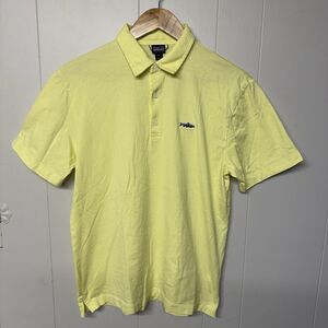 Patagonia Trout Fitz Roy Polo Shirt 100% Organic Cotton Yellow Men Small EUC